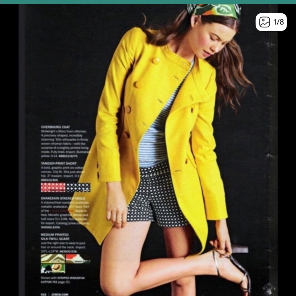 J Crew Yellow Linen & Cotton Coat Spring 2008 Vintage Mod, size 12